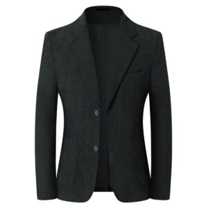 Solid-color Light-luxury Mens Casual Suit Jacket - Black, 3XL