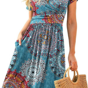 Ruffle Floral Dress Women Long Sleeve A Line Dresses