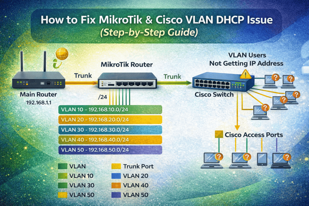 how to fix mikrotik and cisco vlan dhcp issue